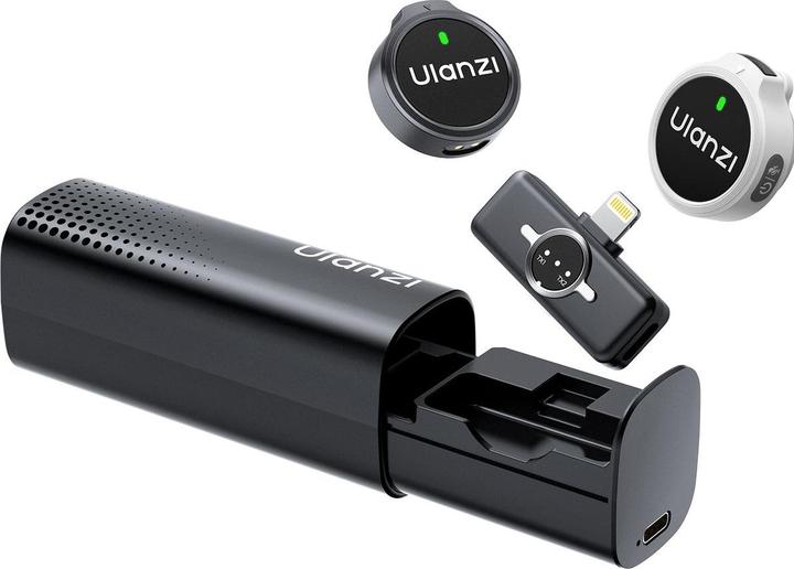 Ulanzi A21 Wireless Microphone w/ Case Lightning - Zwart+wi