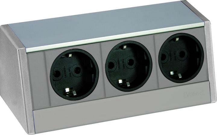 Schulte Elektrotechnik 159800006600 Evoline R-Dock, 3 x VDE Steckdosen Aluminium (3x)