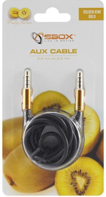 Actual product image Sbox AUX Cable 3.5mm to 3.5mm golden kiwi gold 3535-1.5G (1.50 m, 3.5mm jack (AUX))