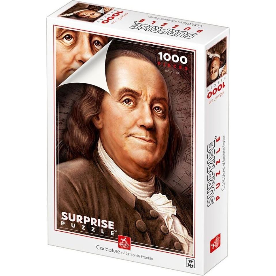 Deico Überraschungspuzzle Cartoon von Benjamin Franklin 1000 Teile (1000 Teile)