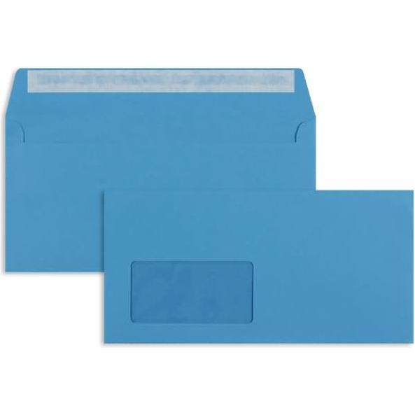 Blanke, Briefumschlag, Briefumschläge DIN C6/5 100g/qm haftklebend Fenster VE=100 Stück königsblau (C6/5, 100 x)
