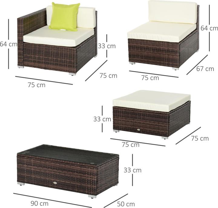 Produktbild Outsunny Gartenmöbel Set mit Beistelltisch
