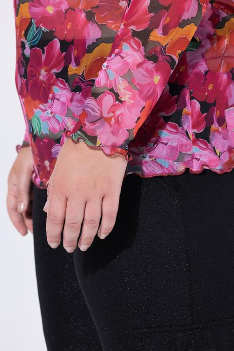 Produktbild Miamoda Meshshirt, Slim Fit, Leo, Stehkragen, Langarm (52)