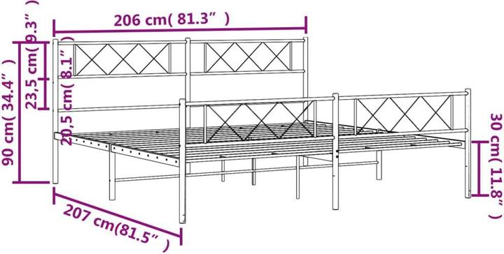Produktbild vidaXL Metall Bettgestell