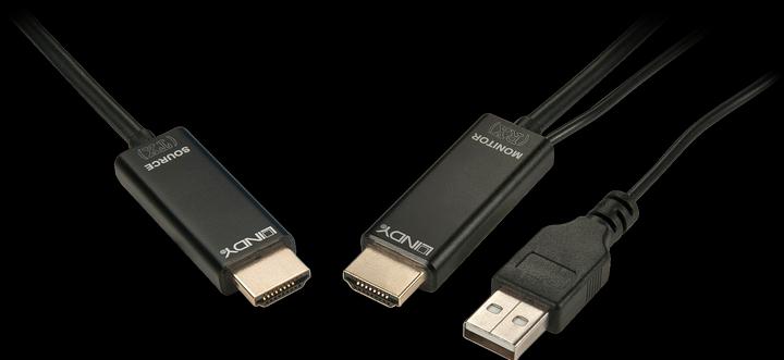 Produktbild Lindy HDMI 2.0 4K Full Spec Glasfaser Hybridkabel 10m. HDCP 2.2, Bis 4K60 4:4:4, 18GBit/s. (10 m, HDMI)
