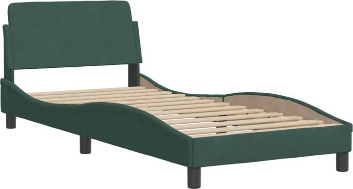 Produktbild VidaXL Bett Polsterbett Bettgestell Doppelbett mit Matratze Blau 120x200cm Samt (120 x 200 cm)