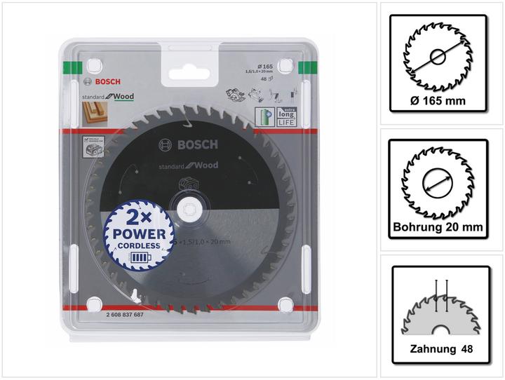Actual product image Bosch Professional Zubehör PRO Wood cordless circular saw blade, 165 x 1.5 x 20 mm