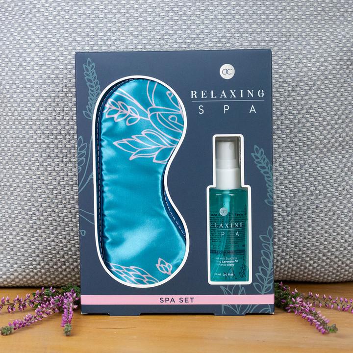 Produktbild Accentra Wellness-Set RELAXING SPA in Geschenkbox, inkl. 60ml Kissenspray, Schlafmaske, angereichert mit Lave (Haarpflege Set)