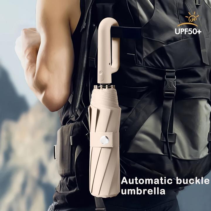 Actual product image Alopini Portable large automatic umbrella with buckle for both sunny and rainy days