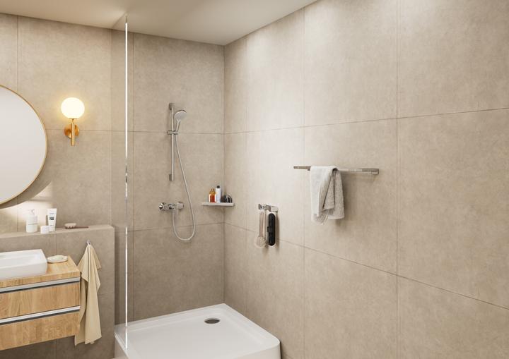 Produktbild hansgrohe Vernis Blend Duschset 100 Vario wassersparend mit Duschstange Crometta 65 cm