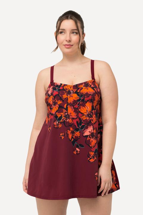 Image du produit Ulla Popken Robe de bain à bonnets souples. Bretelles réglables et motif floral. Matière recyclée. (42)