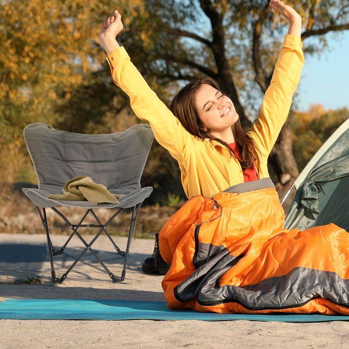 Actual product image Swisshandel24 Camping chair portable foldable, max. load 120 kg grey+ white 88 x 74 x 84 cm