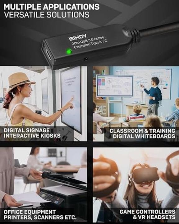 Image du produit Lindy 20m USB 3.0 Active Extension Type A to C (20 m, USB 3.2 Gen 1)