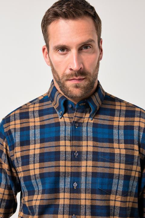 Actual product image JP1880 check flannel shirt, long-sleeved, button-down collar, modern fit, up to 8 XL (5XL)