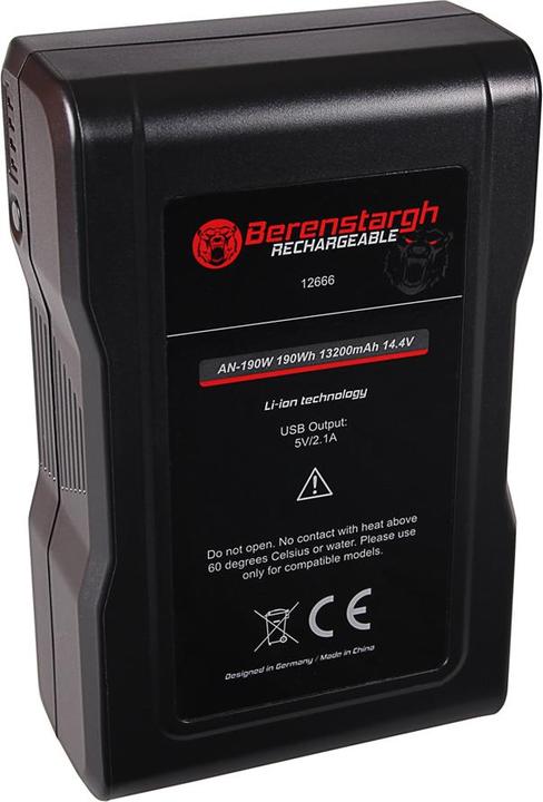Berenstargh Akku f. Anton Bauer AN-190W Gold Mount ARRI Alexa Blackmagic URSA D-Tap USB-Output