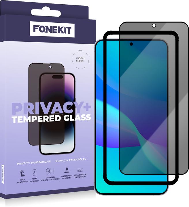 FoneKit Privacy+ Full Cover Tempered Glass, Galaxy S25+/S24+, black (1 Piece, Samsung Galaxy S24+, Samsung Galaxy S25+)