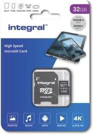 Produktbild INMSDH32G-100V30 MICRO SD CARD MICROSDHC UHS-1 U3 CL10 V30 UP TO 100MBS READ 30MBS WRITE MicroSD (32 GB, microSD, U3, UHS-I)