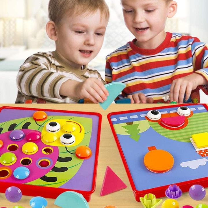 Image du produit Activity Board Mosaïque pour enfants Mosaïque éducative avec 18 plaques colorées et 50 perles à assembler