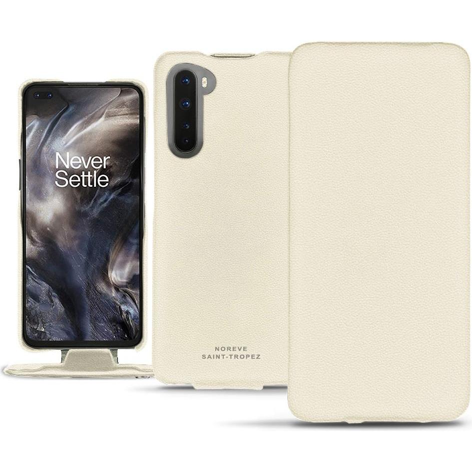 Noreve Lederschutzhülle vertikal (OnePlus Nord), Smartphone Hülle, Weiss