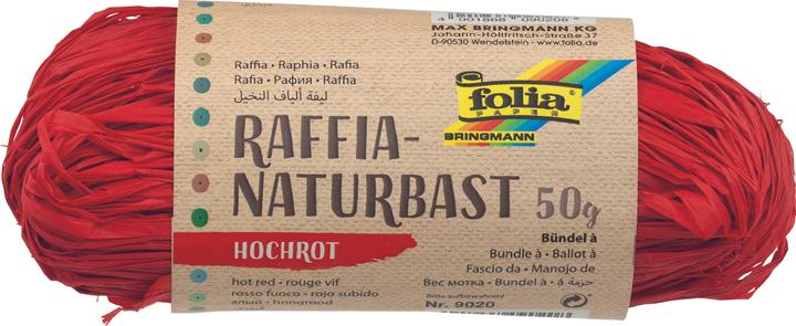 Actual product image Folia Bringmann Natural Raffia 50g High Red (Gift ribbon, 1 x)