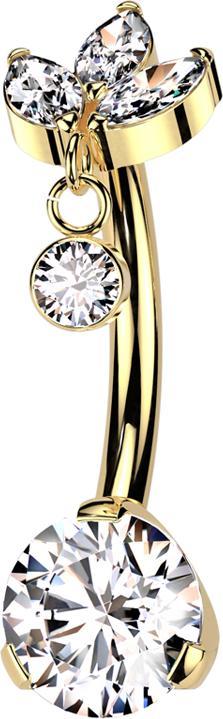 Immagine prodotto Hollywood Body Jewelry Threadless Banane vergoldet drei Ovale Kristalle silber Anhänger Kristall silber und Kristall silber (senza ottone, Titanio)