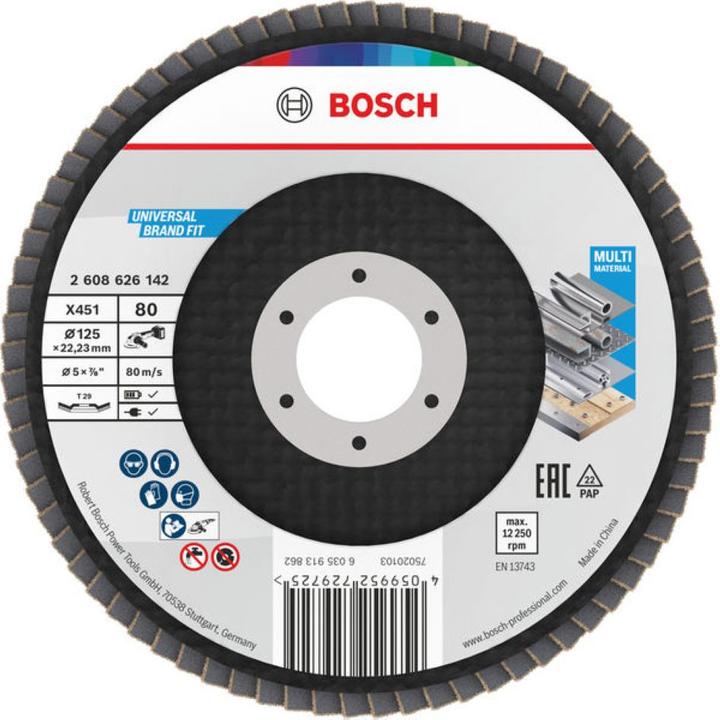 Immagine prodotto Bosch Professional Zubehör Bosch Blau Zubehör 2608626142 Fächerscheibe X451 Multi Material ø125 mm Körnung 80 Winkelausführung (80)