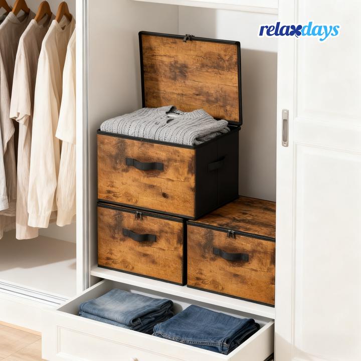 Immagine prodotto Relaxdays 3x scatole portaoggetti (40 cm, 30 l, 3x)