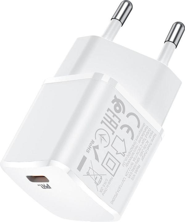 Image du produit Hoco Adapter travel charger Type C PD 20W N10 white (20 W, 1 portion)