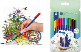 Actual product image Staedtler triplus colour 323 triangular fibre-tip pens cardboard box with 10 pieces, assorted (1 x)