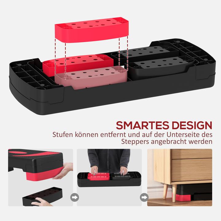 Actual product image Homcom Steppbrett Kunststoff Schwarz+Rot