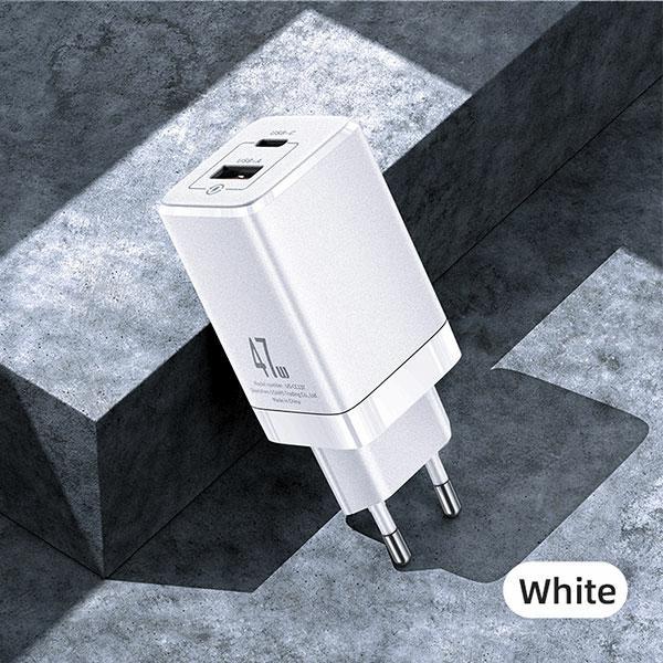 Actual product image Usams Ład. siec. T41 USB-C+USB GaN 47W PD+QC (only head) Fast Charging biały/white CC137TC02 (US-CC1) (47 W)