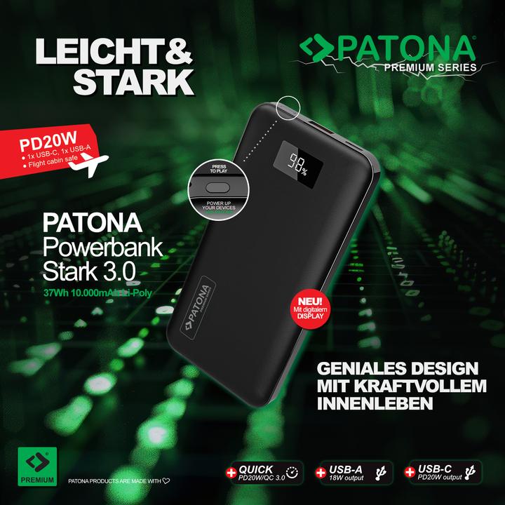 Actual product image Patona Powerbank PD20W 3.0 10000mAh (10000 mAh, 20 W, 37 Wh)