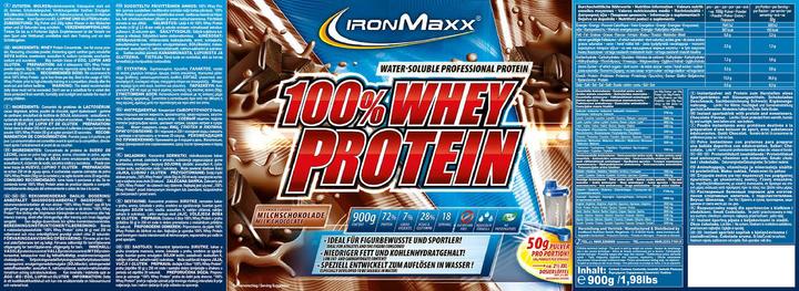 Immagine prodotto IronMaxx 100% proteine del siero di latte (Cioccolato, 1 x, 900 g)