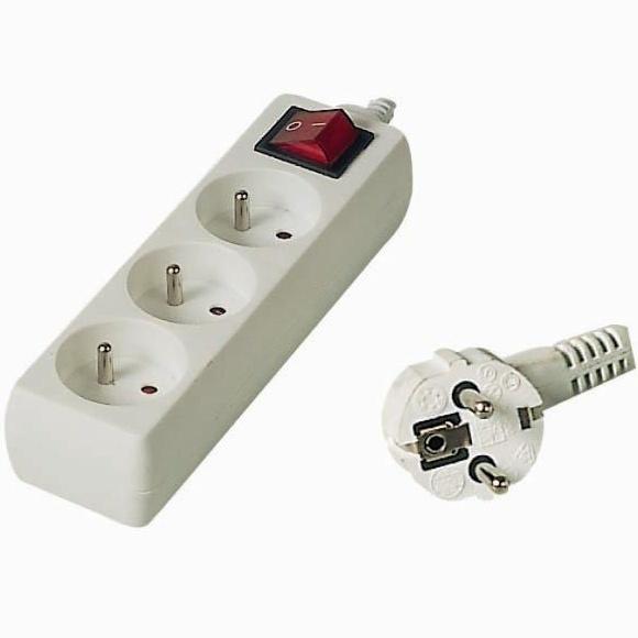 PremiumCord PP3K-02 stroomuitbreiding 3 stopcontact(en) Wit (3 x, 2 m)