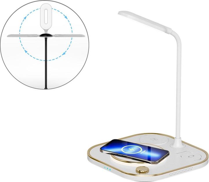 Produktbild Lobwerk 4in1 LED Ladestation Tischlampe Qi Wireless Charger kabellos Leselampe Leuchte