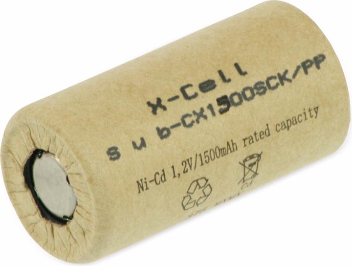 Produktbild XCell Sub-C-Zelle, Ni-Cd, Pappmantel, 1,2V/1500mAh, 43x23mm (1 Stk., Sub-C, 1500 mAh)