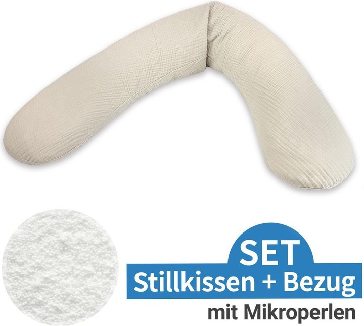 Actual product image Theraline Nursing pillow "The Original" with micro pearl filling incl. cover 190 cm (40 cm)