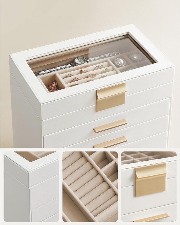 Actual product image Songmics Schmuckhalter 6 Ebenen Weiss