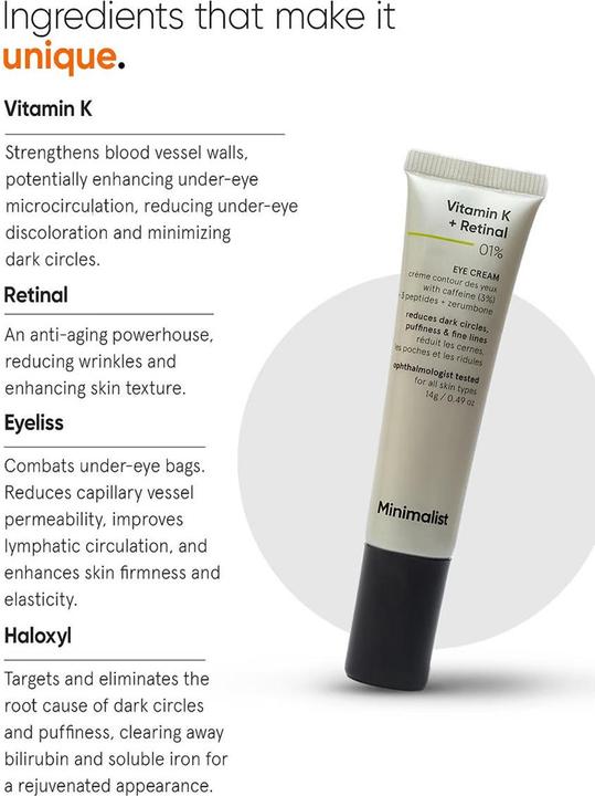 Image du produit Minimalist Vitamin K + Retinal 01% Eye Cream (Crème pour les yeux, Nuit)