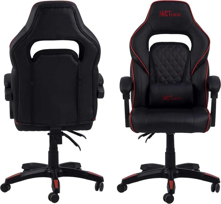 Produktbild AC Design Gamer Stuhl Lederlook schwarz Gestell Nylon grau