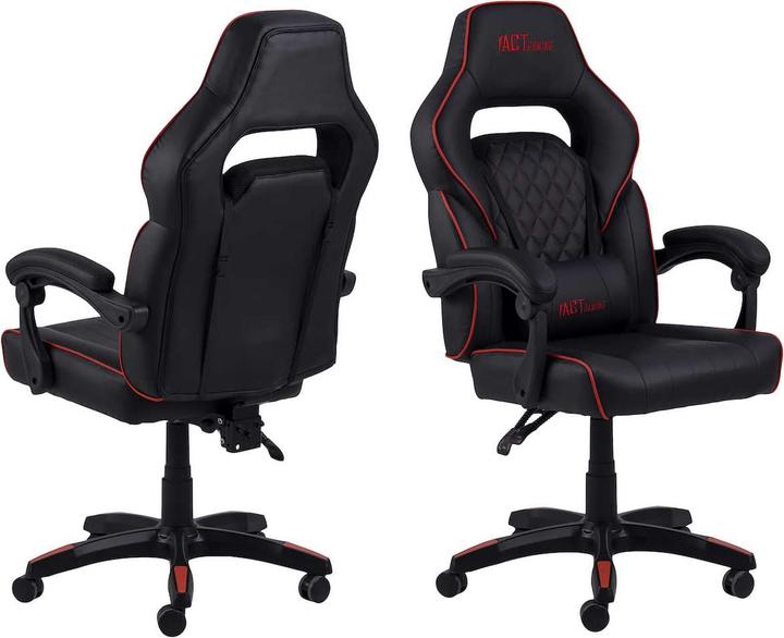 Produktbild AC Design Gamer Stuhl Lederlook schwarz Gestell Nylon grau