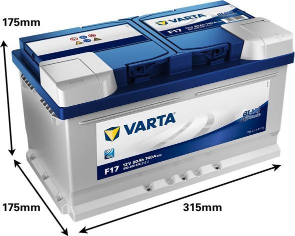 Immagine prodotto Varta Accumulatore 12V 80Ah/740A (P+ standard) 315x175x175 B13 (rozruchowy) (12 V, 80 Ah, 740 A)