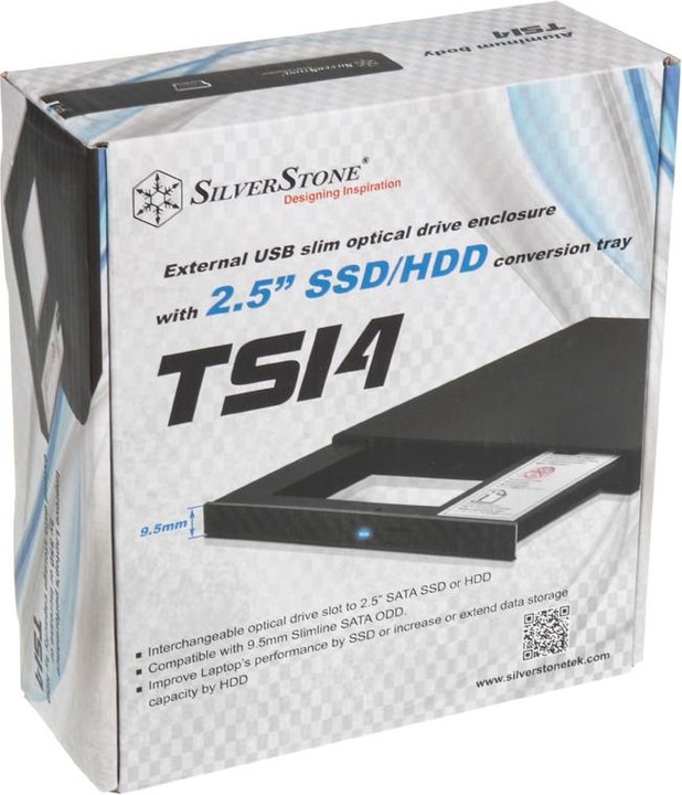 Produktbild Silverstone Treasure TS14 - Laufwerksschachtadapter - 5,25" Slim Line auf 2,5" (13,3 cm Slim