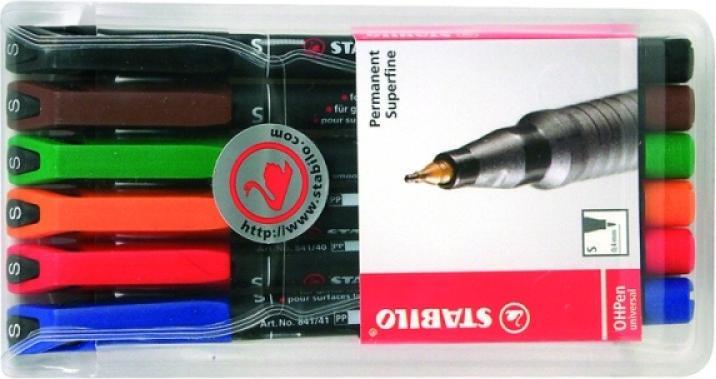Produktbild STABILO OHPen universal Folienstift permanent (Grün, Rot, Blau, Braun, Schwarz, Orange, 0.40 mm, 6 x)