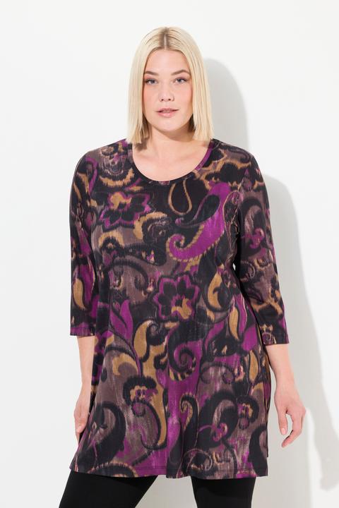 Actual product image Ulla Popken Plum Swirl Print Knit Tunic (58)
