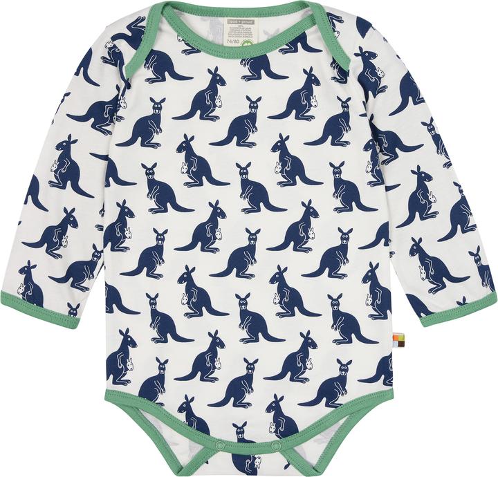 Produktbild loud + proud Body langarm Druck Känguru Ultramarin (74, 80)