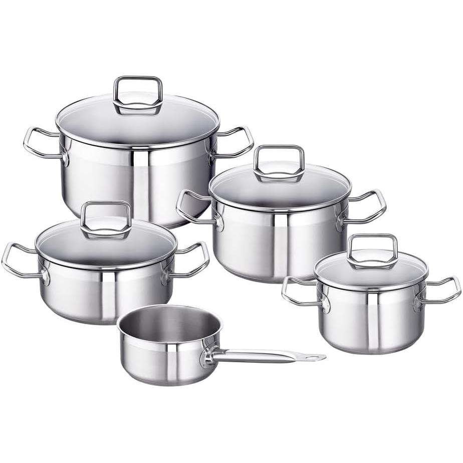 Schulte-Ufer SchulteUfer Set1003 Professional Star 5Piece Cookware Set Stainless Steel Suitable for Induction, Pfanne + Kochtopf, Silber