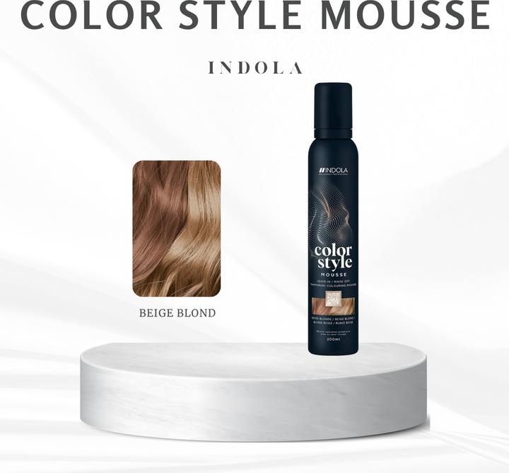 Image du produit Indola Mousse Color Style Beige Blond 200 ml (200 ml, Mousse coiffante)