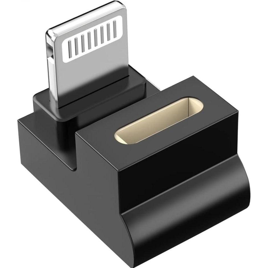 PowerGuard USB-C zu Lightning 180 Grad Winkel U-Form Adapter (male/female) (USB tipo C, Lightning), Adattatore dispositivo mobile, Nero