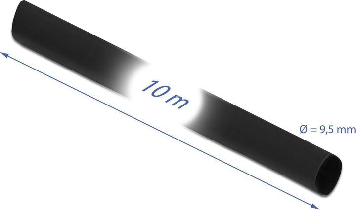Actual product image Delock Heat Shrink Tubing 10m x 9.5mm Black (1x)
